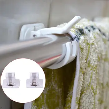 

2 Pack Towel Shelf Fixing Clip Open Button Design Hanging Rod End Hanging Clip Matching Pole Hanging Towel Curtain