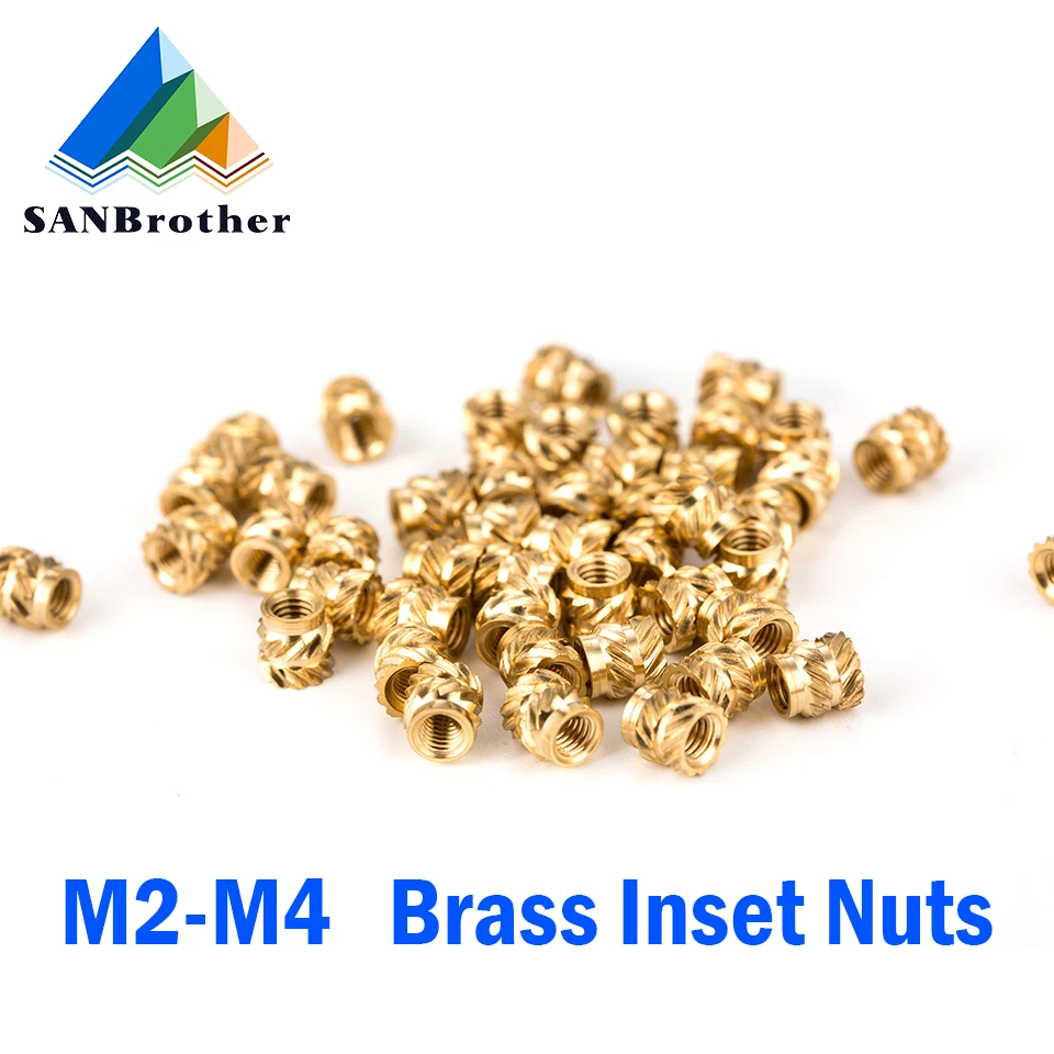 

30Pcs Hot Melt Inset Brass Nuts M2 M2.5 M3 M4 Female Molding Knurled Injection Copper Nut for 3D Printed Parts