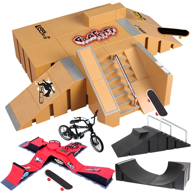Finger Skateboard Kit Tech Deck Bigger Fingerboard Ramps Skate Park Set Fingers Sport Training Props Skateboard Ramp Toy For Kid 1