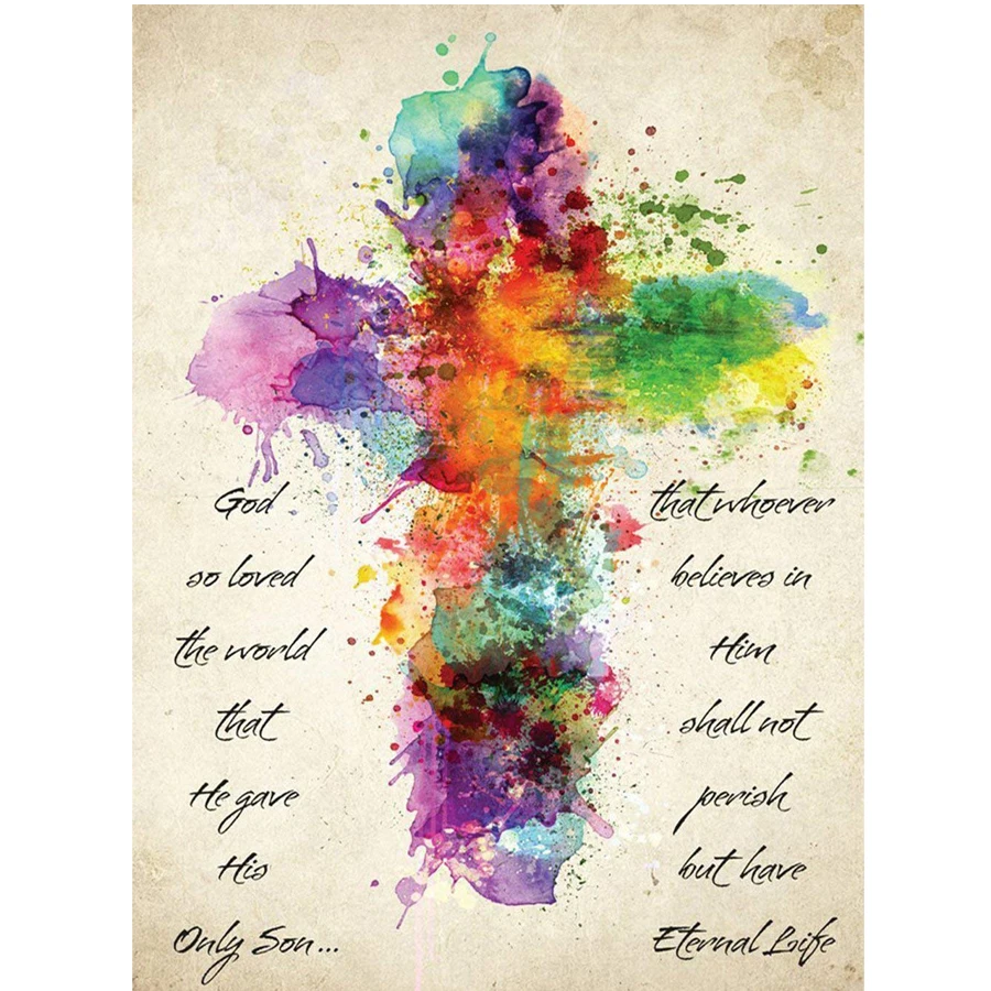 

Square Drill Diamond Painting Cross Jesus Christian Token Rhinestones Embroidery Wall Stickers For Living Room Decoration AA1204
