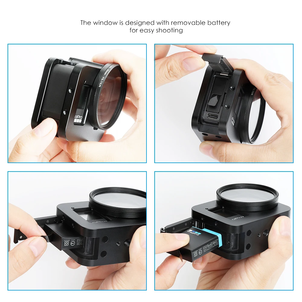 Чехол из алюминиевого сплава для Go Pro Hero 8, Черный Защитный чехол для камеры, аксессуары для крепления