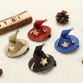 

4Pcs Halloween Ghost Witcher Hat Shape Headdress Hair Clips Boys Girls Hairpins Gothic Party Accessory Hair Cosplay
