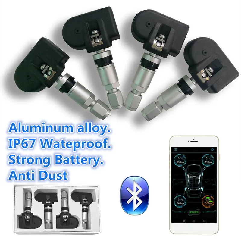Vehemo детектор давления в шинах Bluetooth TPMS мобильный телефон приложение обнаружения 4 внутренних датчиков стабильный TPMS Универсальный 3 в Android/IOS