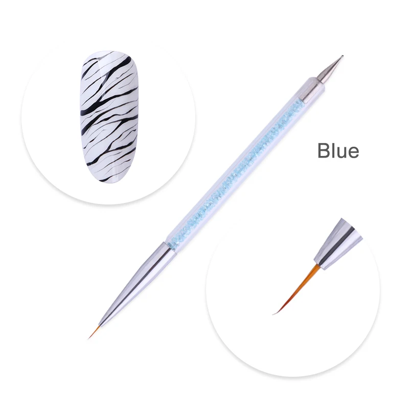blue Двухсторонняя ручка для раскрашивания ногтей, бусины из горного хрусталя, шпильки, восковые карандаши, инструменты для маникюра и дизайна ногтей - Цвет: blue