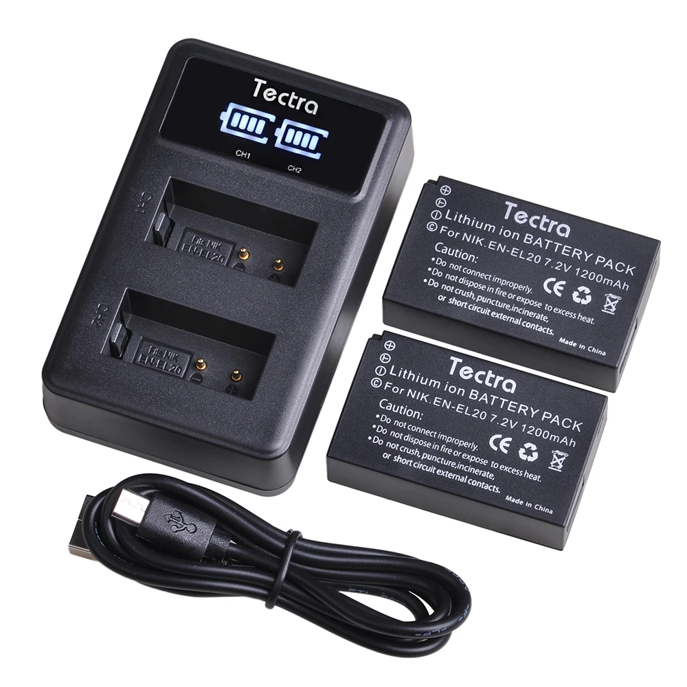 2 шт. EN-EL20 RU EL20a Батарея + светодиодный USB Зарядное устройство для цифровой камеры