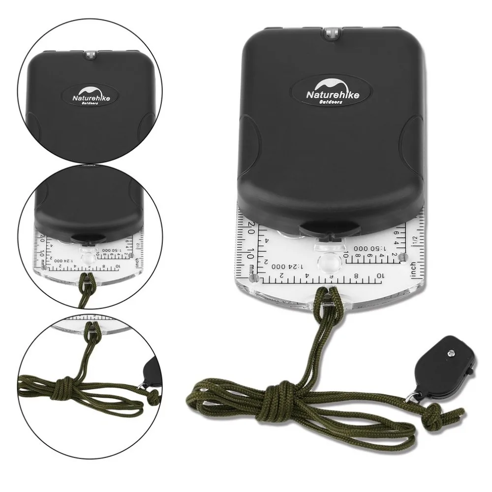 NH NaruteHike Outdoor Professional Multifunctional Luminous Transparent Compass Camping Hiking Compass In Stock