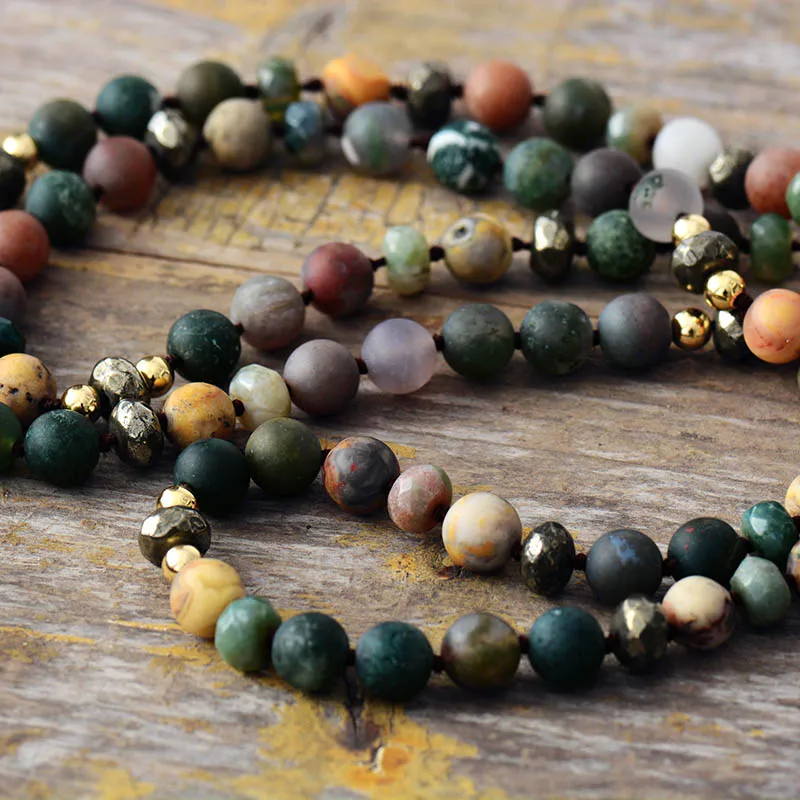 Luxury Natural Stones Onyx Gems Pendant Necklace Women Trendy Chic Ethnic Meditation Lariat Necklace Jewelry Bijoux Wholesale