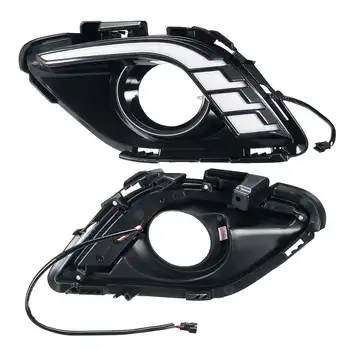 

Hot Pair LED DRL Daytime Running Lights Turn Signal Lamp Dual Colors for Mazda 6 Atenza 2013- 2015 White(DRL) + Yellow (Turn Sig
