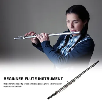 

16 Holes C Key Flute for Beginner Woodwind Instrument Flutes White Steel Cleaning Cloth Stick Gloves Screwdriver Padded Bag C