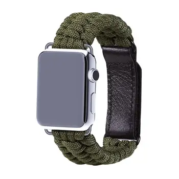 

strap For apple watch band 38mm 42mm 44mm 40mm Outdoors Leather clasp Survival Rope watchband for iwatch series 5 4 3 2 1