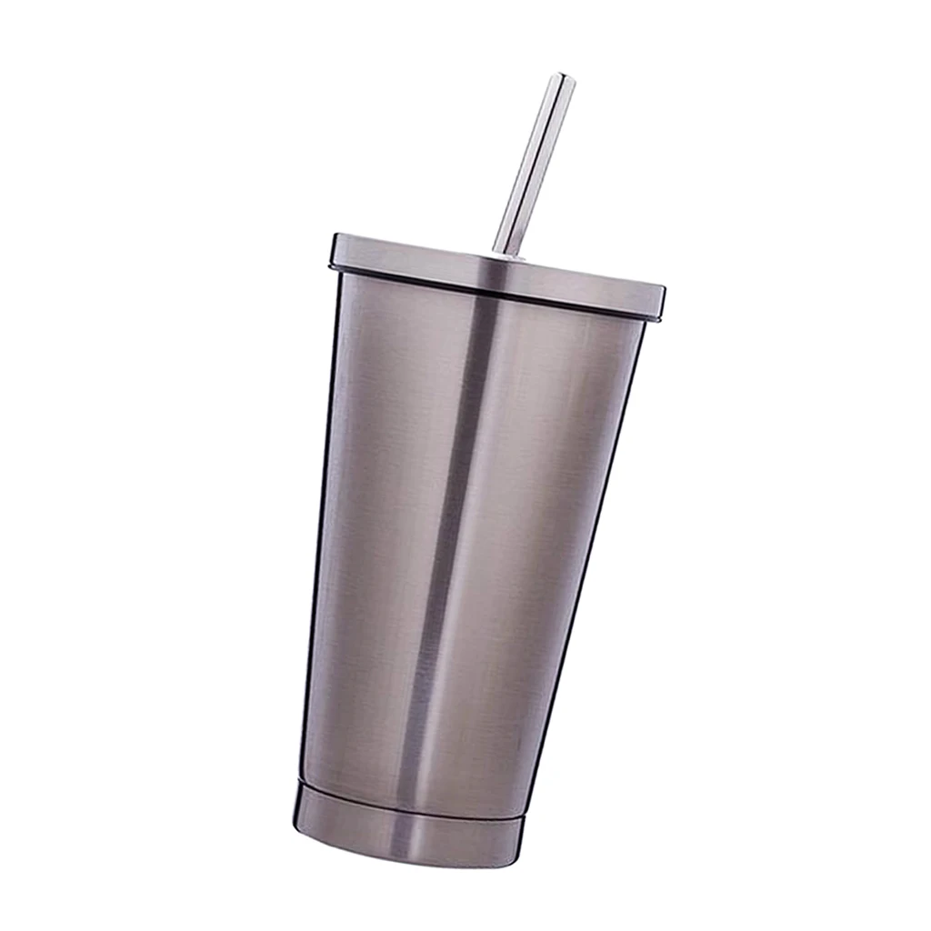 Stainless Steel Drink Tumbler - Double Wall Vacuum Insulated Hot Cold Beverage Tmbler Kids Travel Camping Mug with Straw