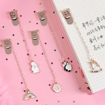 

1 Pcs Cute Unicorn Panda Dog Rabbit Star Pendant Metal Bookmarks Stationery School Office Book Marker Page Clip Student Gift
