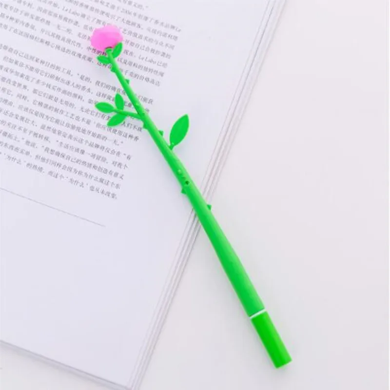 2 шт Новинка Kawaii ручка пластиковая Роза Цветок Трава гелевая ручка шариковая ручка канцелярские принадлежности Школьные офисные принадлежности - Цвет: Light Green