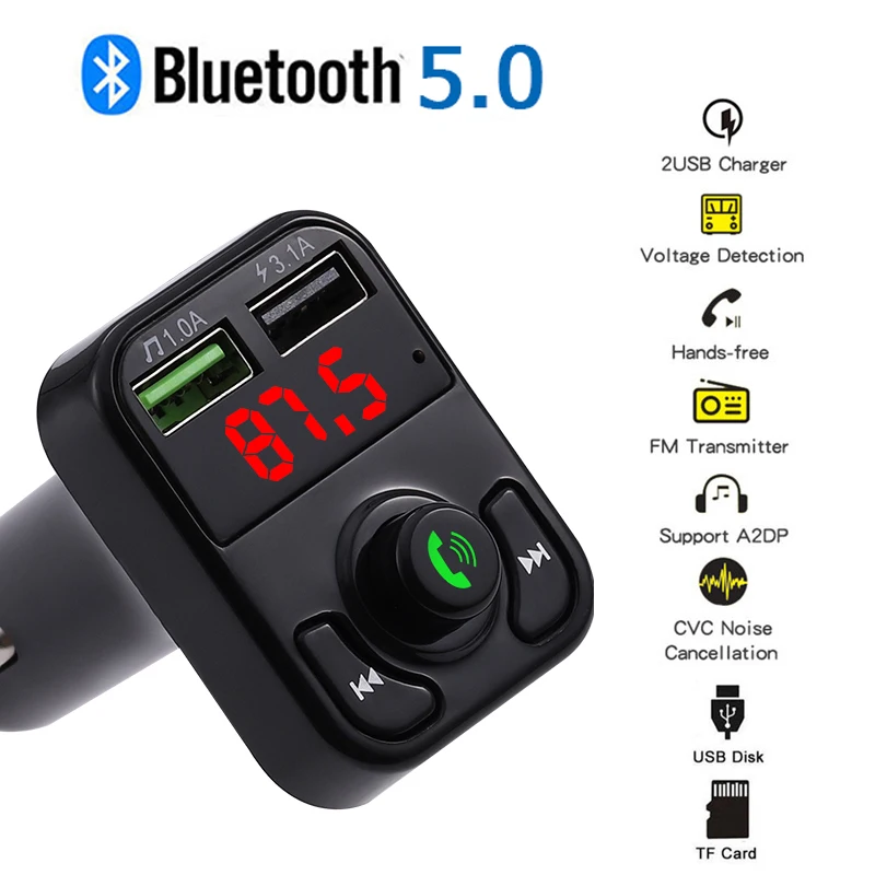 Автомобильный FM-передатчик Bluetooth 5.0 беспроводной автомобильный аудиоприемник