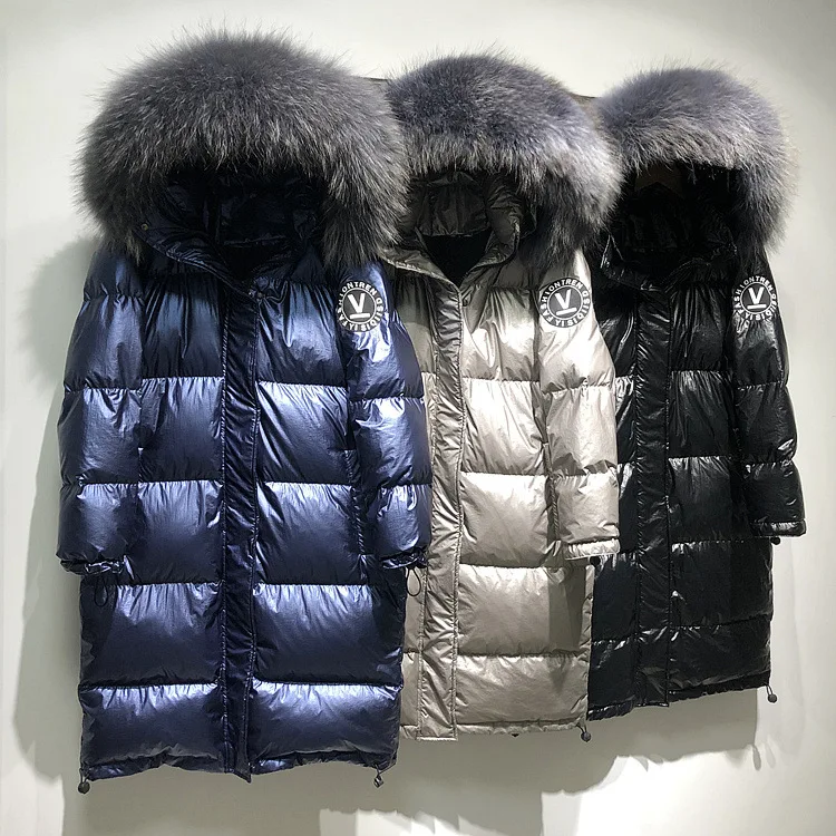 New High-End High-Quality Down Jacket Ladies Mid-Length Loose Thick Hooded Coat Large Size Pie Overcome Coat Women Parka