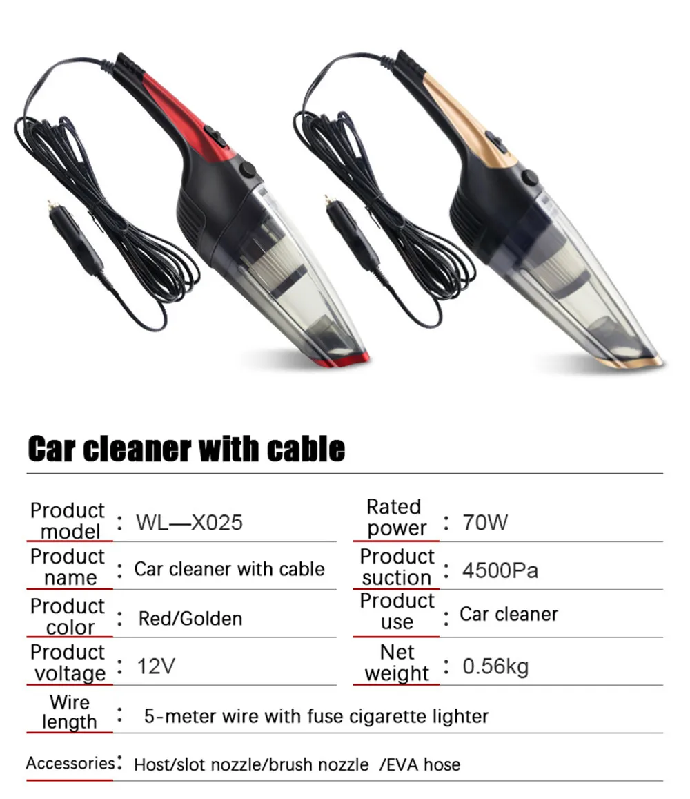 Автомобильный перезаряжаемый пылесос, супер всасывающий, 4500 мбар, сухой и влажный пылесос, портативный ручной автомобильный мини-пылесос WLX02
