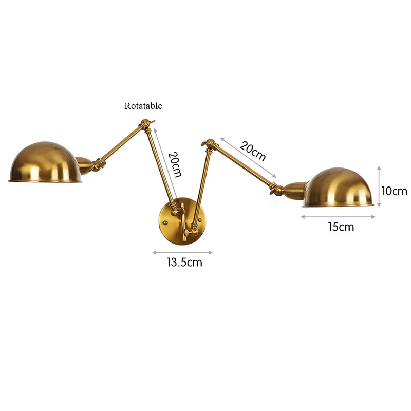 Классический ретро настенный светильник с гибкой длинной рукояткой для дома и помещений, лофт промышленный Железный светодиодный настенный светильник в стиле ретро Wandlamp медный E27