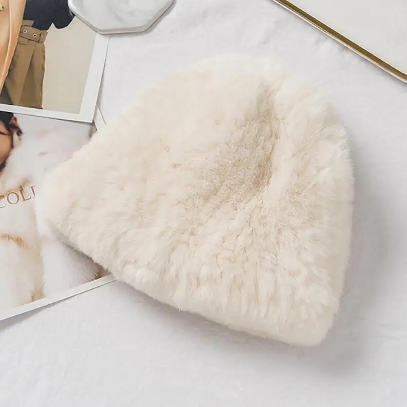 beige YCFUR, Новое поступление, женские шапки, шапка s, зимняя, теплая, утолщенная, меховая, качественная, натуральный мех, шапка для девочек, супер эластичная, снежная шапка, женская шапочка - Цвет: beige
