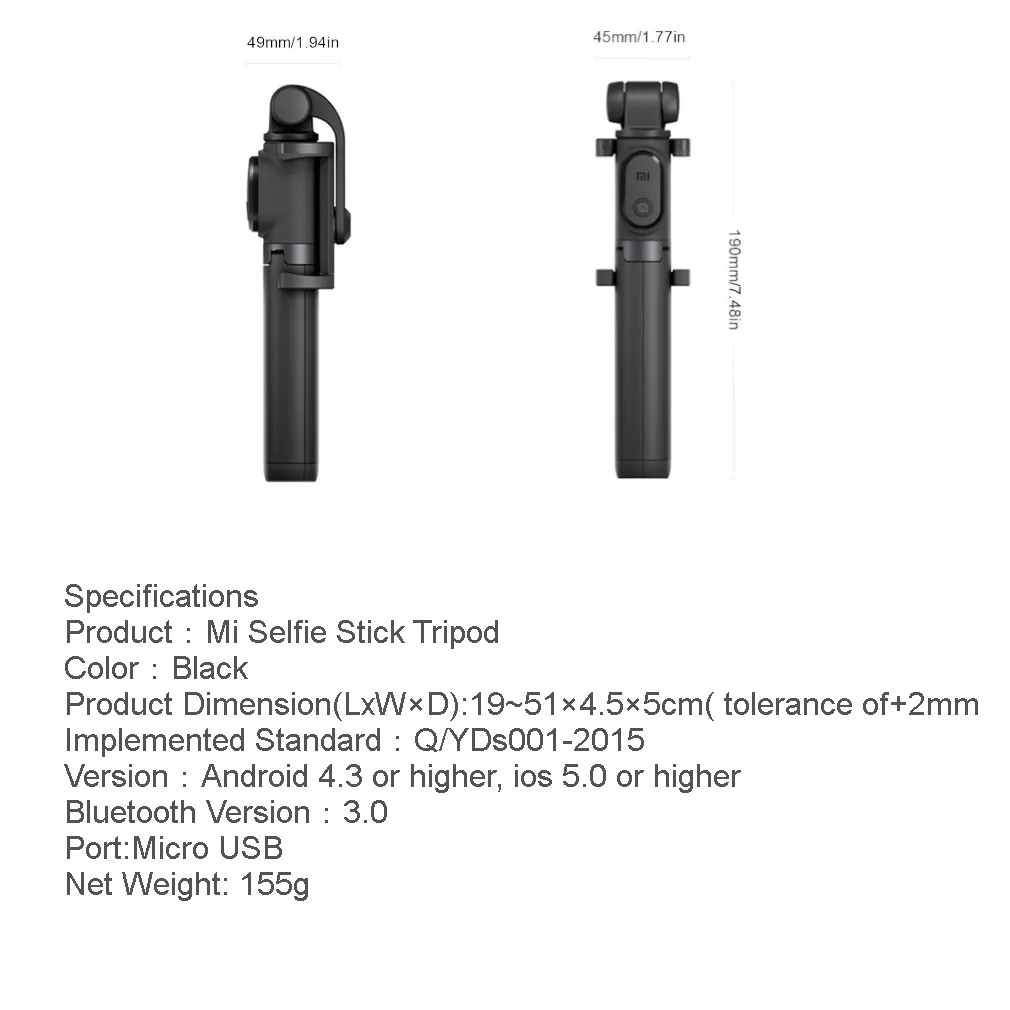 Оригинальная селфи-палка xiaomi для телефона, Bluetooth, мини-штатив, селфи-Палка с беспроводным дистанционным затвором для iPhone, samsung, Android