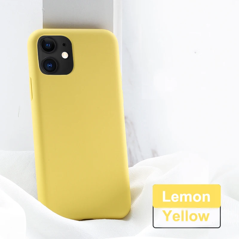 Lemon Yellow Официальный жидкий силиконовый чехол для iPhone X, 7, 8, 11 Pro Max, 6 S, 6 S Plus, чехол с логотипом для iPhone XS MAX, XR, X, задняя крышка - Цвет: Lemon Yellow