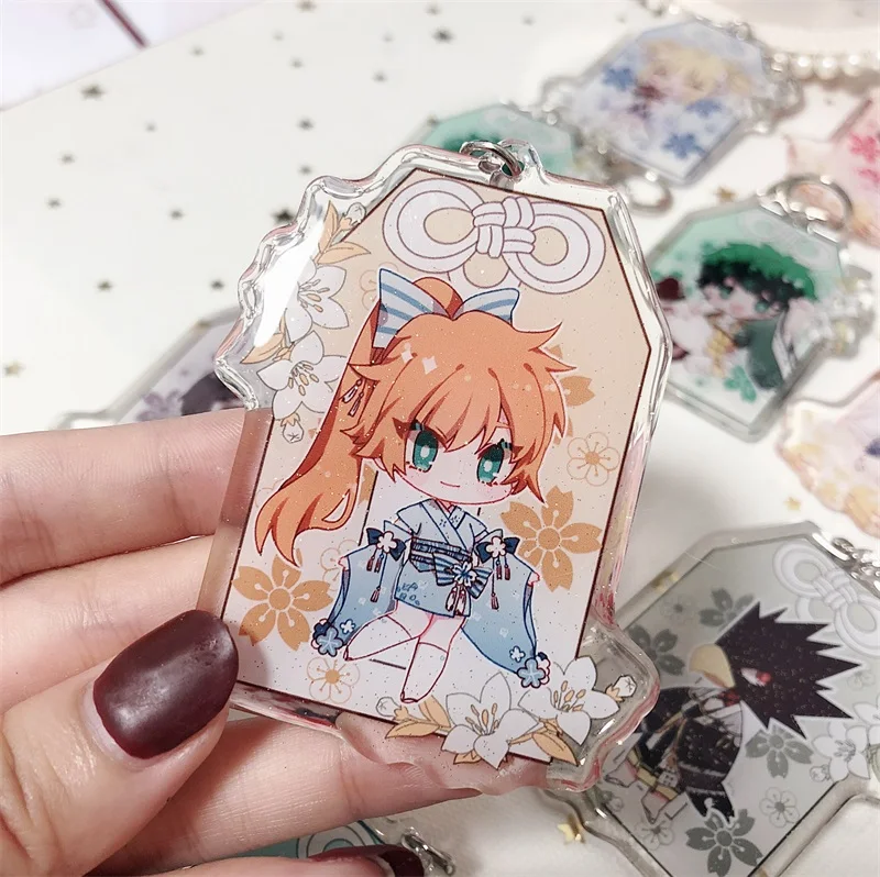 Аниме My Hero Academy All Might ластик голова Ashido Mina фигурка Косплей акриловый брелок кольцо для ключей подарки - Цвет: 04