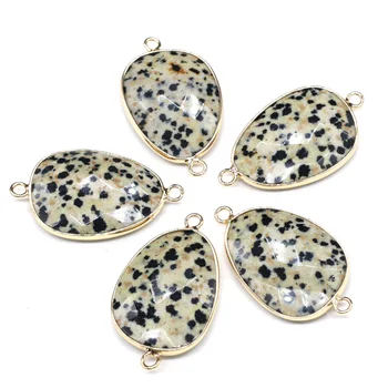 

Natural stone drop-shaped Pendants Speckledstone double hole connector for Jewelry Making DIY necklace Bracelets accessories