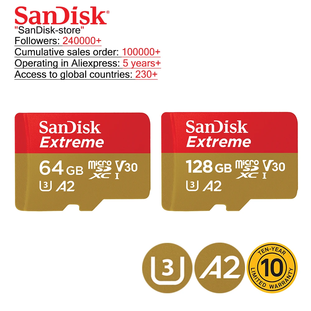 SanDisk 100% Original A1A2 Microsd TF card Class10 16GB 32gb Micro SD card 64gb 128GB memory card Video card sd card u3 memory SanDisk 100% Original A1A2 Microsd TF card Class10 16GB 32gb Micro SD card 64gb 128GB memory card Video card sd card u3 memory
