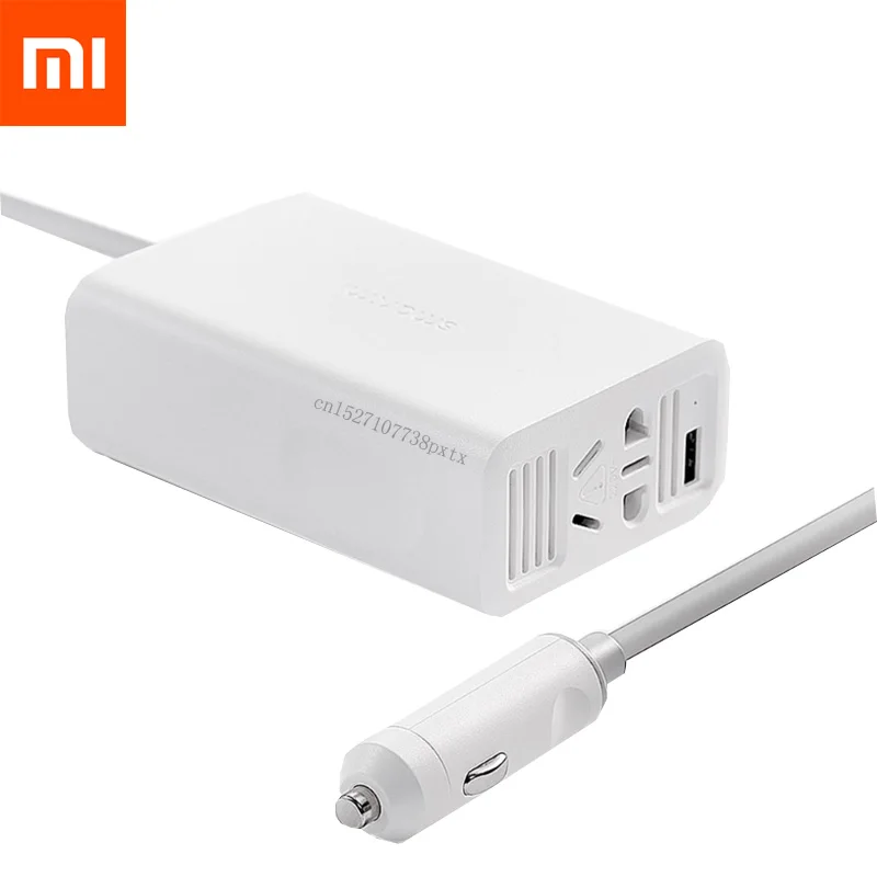Xiaomi Mijia SMARTMI 100 Вт Портативный Инвертер автомобильного зарядного устройства преобразователь постоянного тока 12 В в переменный ток 220 В с 5 В/а usb портами для автомобиля с разъемом - Color: White