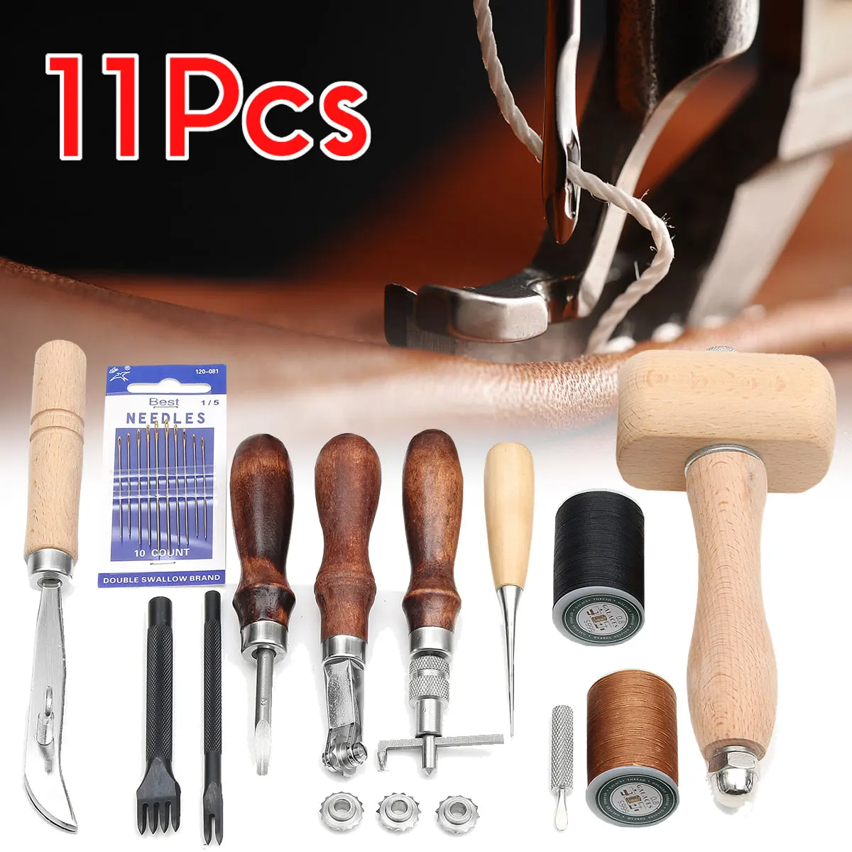 

11pcs Leather Craft Punch Tools Kit Stitching Carving Working Sewing Saddle Kits Leathercraft Carving Arts Crafts