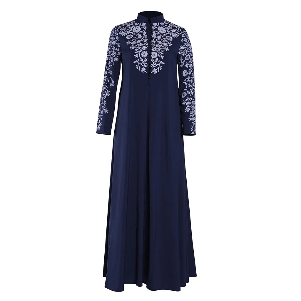 Женское мусульманское платье, кафтан, арабский джилбаб, абайя, исламское кружевное сшитое макси платье, этническое платье для Среднего Востока, мусульманское платье, Халат - Цвет: BU