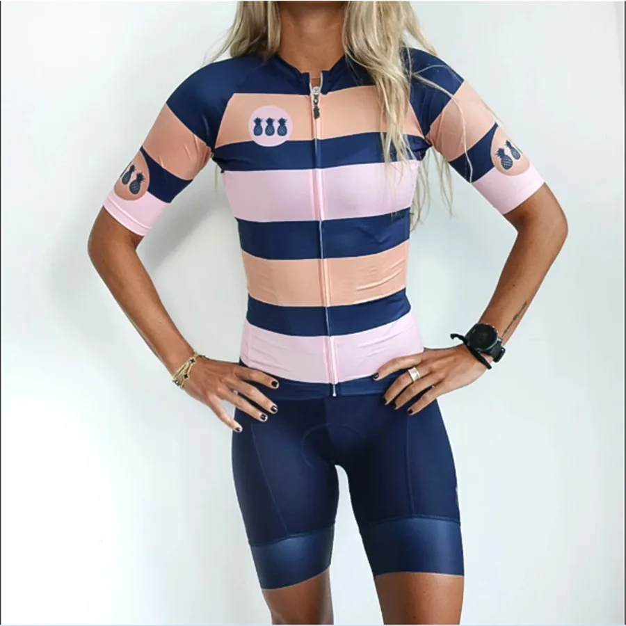 

Trespinas Women Quick-Dry Short sleeve Cycling Jersey set Bike Road Sport Clothes ropa ciclismo Bib shorts set maillot ciclismo