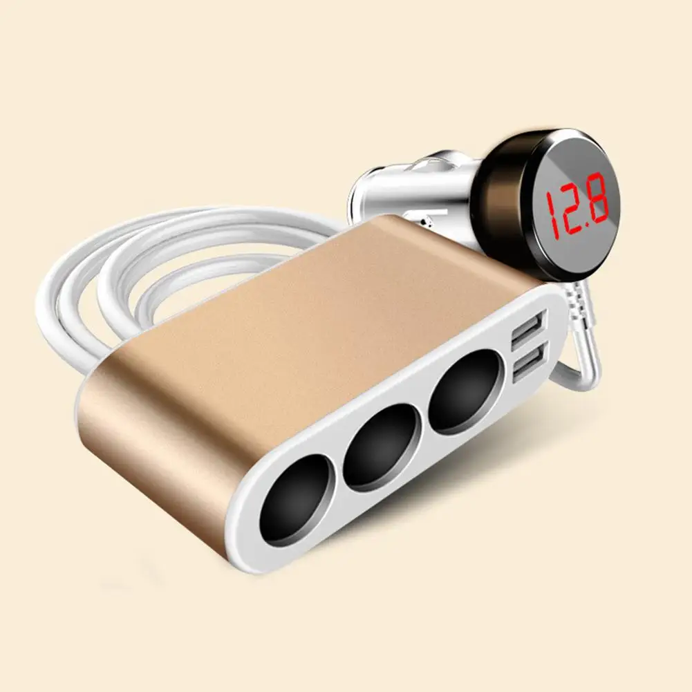 3 Way розетка для автомобильного прикуривателя Разветвитель зарядное устройство 3.1A Dual USB Автомобильное зарядное устройство адаптер питания Автомобильные аксессуары - Название цвета: gold2