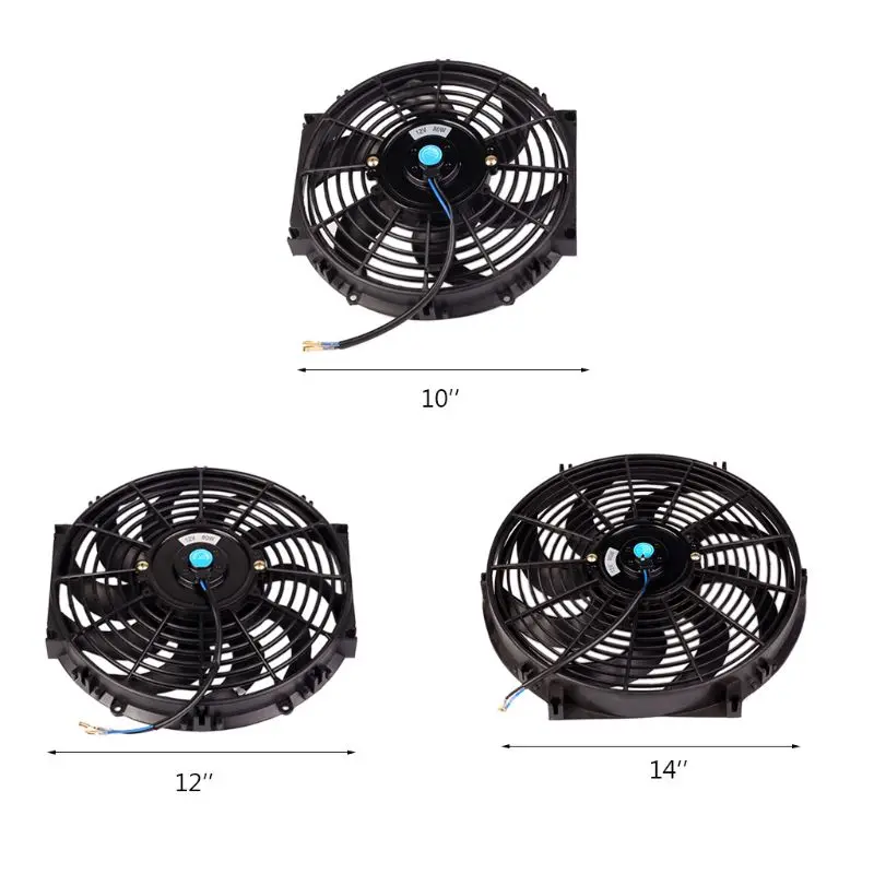 10 дюймов 12 дюймов 14 дюймов Универсальный автомобильный вентилятор радиатора тонкий двухтактный Электрический вентилятор охлаждения двигателя 12 В G6KC