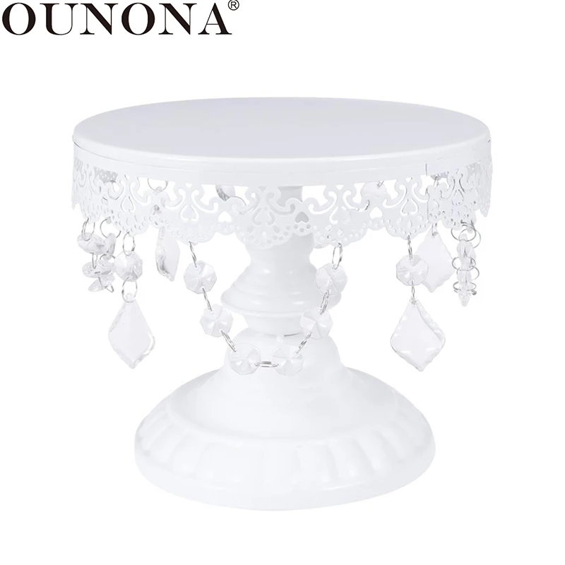 

OUNONA White Crystal Cake Display Stand Round Wedding Cupcake Holder Dessert Cupcake Display Plate Stand Cake Storage Rack