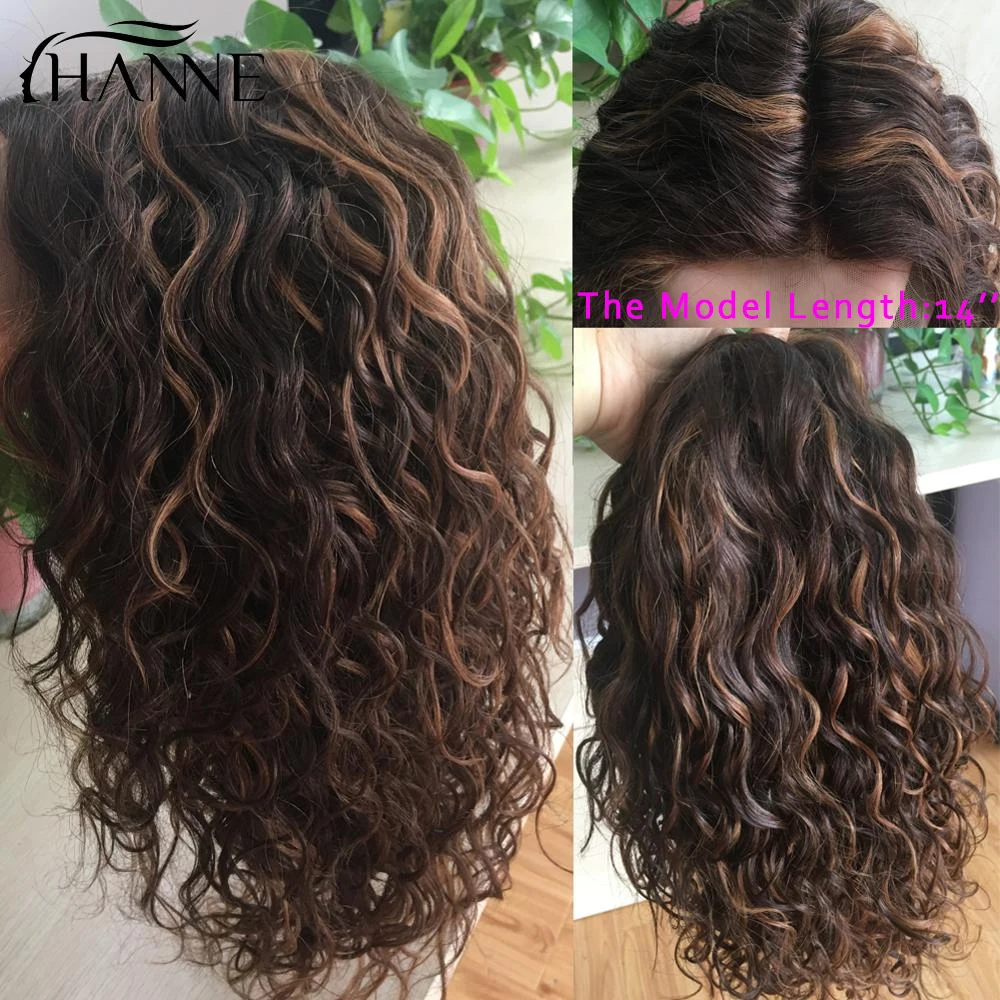 HANNE Brazilian Natural Wave 150% Ombre Color Lace Front Wig Human Hair Wigs Pre Plucked Lace Remy Hair Short Wigs F4/30 Color