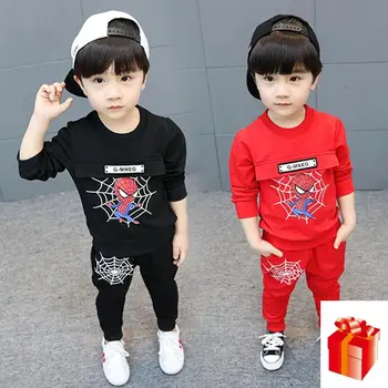 

Retail Spiderman Clothing Kids Boy Children's Wear Character Cotton Long Sleeved Sweater + Pants Sports Suit Children Clothing.