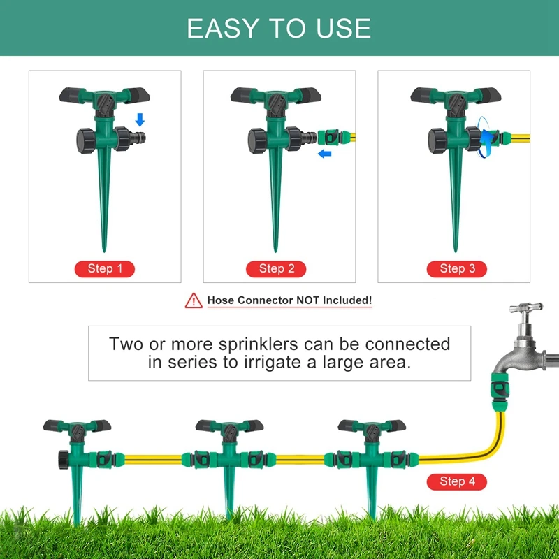 3 шт Автоматическая вращающаяся на 360 ° спринклерная Регулируемая поливочная система для газона, питомника и полива травы, садовая водная стружка