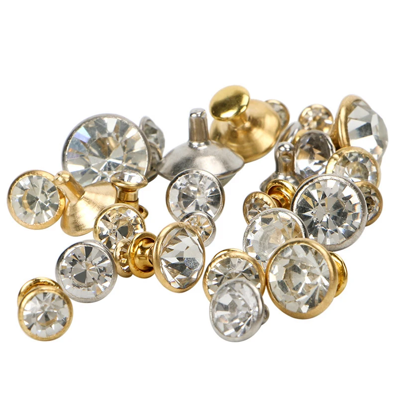 borchie di diamanti borsa vestiti decorazione per artigianato in pelle fai da te #1 50 set 8 mm strass rivetti di cristallo 