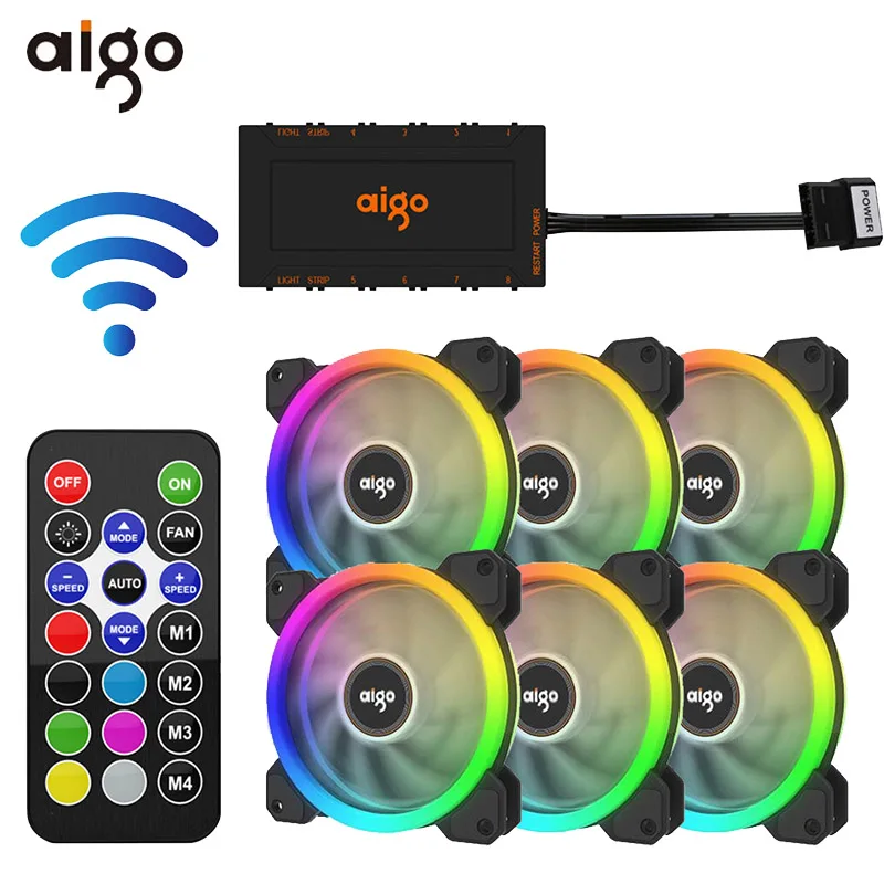 Aigo DR12 PC охлаждающий вентилятор в корпусе для компьютера 12V Регулируемый Led RGB