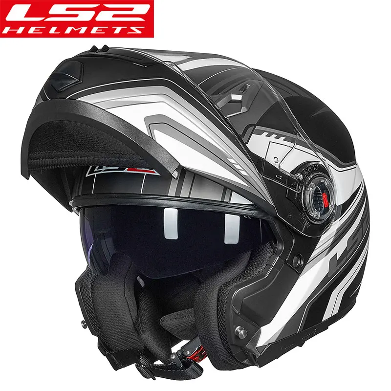 LS2 moto rcycle шлем флип-ап гоночный Мото шлем анфас двойной объектив козырек capacetes de moto ciclista FF370 casco