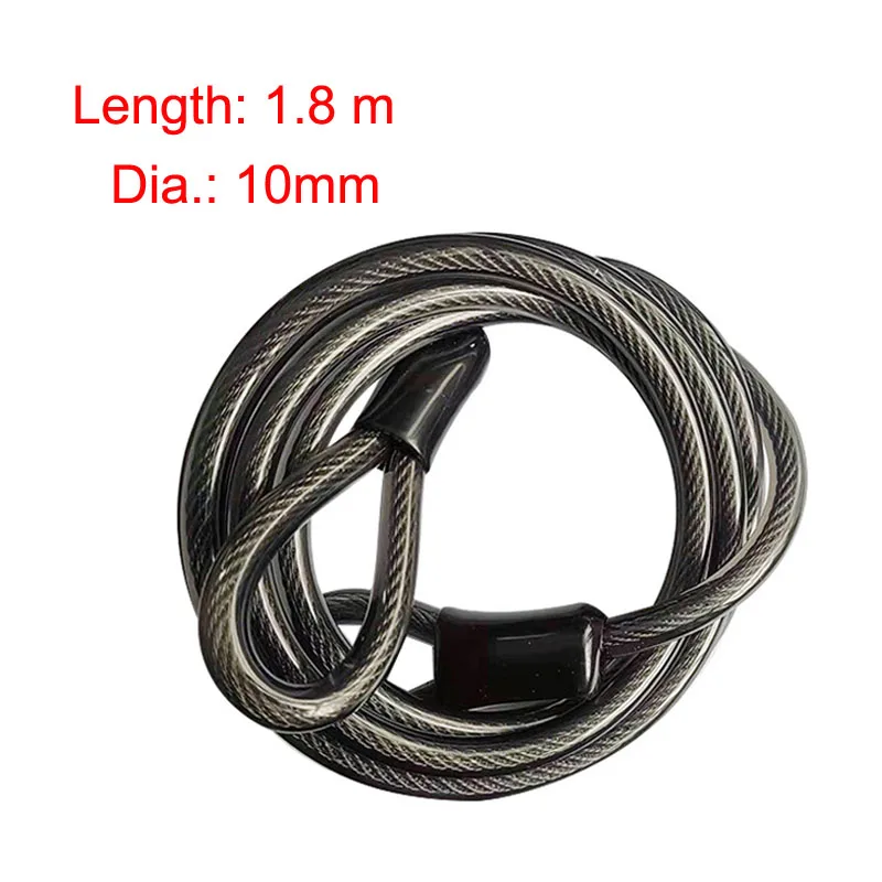 

1.8m Bike Cable Lock MTB Road Bicycle Security Anti-theft Steel Wire Rope Cable for U-Lock Padlock Motorcycle Electric Scooter