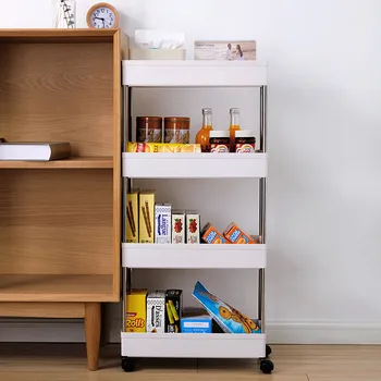 

TTLIFE 4 Layers Movable Gap Storage Rack Bathroom Slim Slide Tower Assemble Plastic Shelf Space Saving Organizer Kitchen Tool