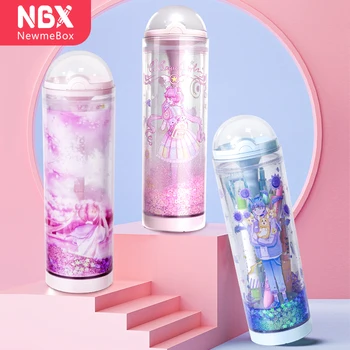 

2020 Pencil Case Box Stationery Large Cute Capacity Kawaii Lifting Standing Pen Horder for boy girl Quicksand Box Office School