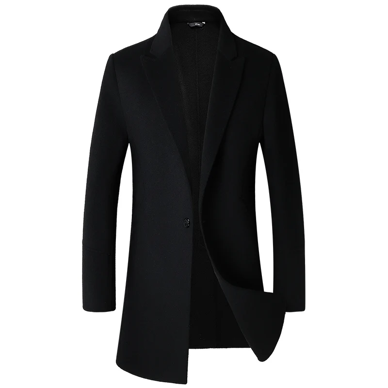 Aismz New Fashion Winter Double Sided Wool Cashmere Overcoat Men Jacket Coat Business Casual Single Button Long Woolen Outwear