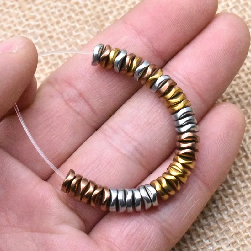 Spacer Beads 4/6mm Handmade Jewelry Making Black Hematite stone Beads Flat Loose Spacer For Jewelry Making DIY