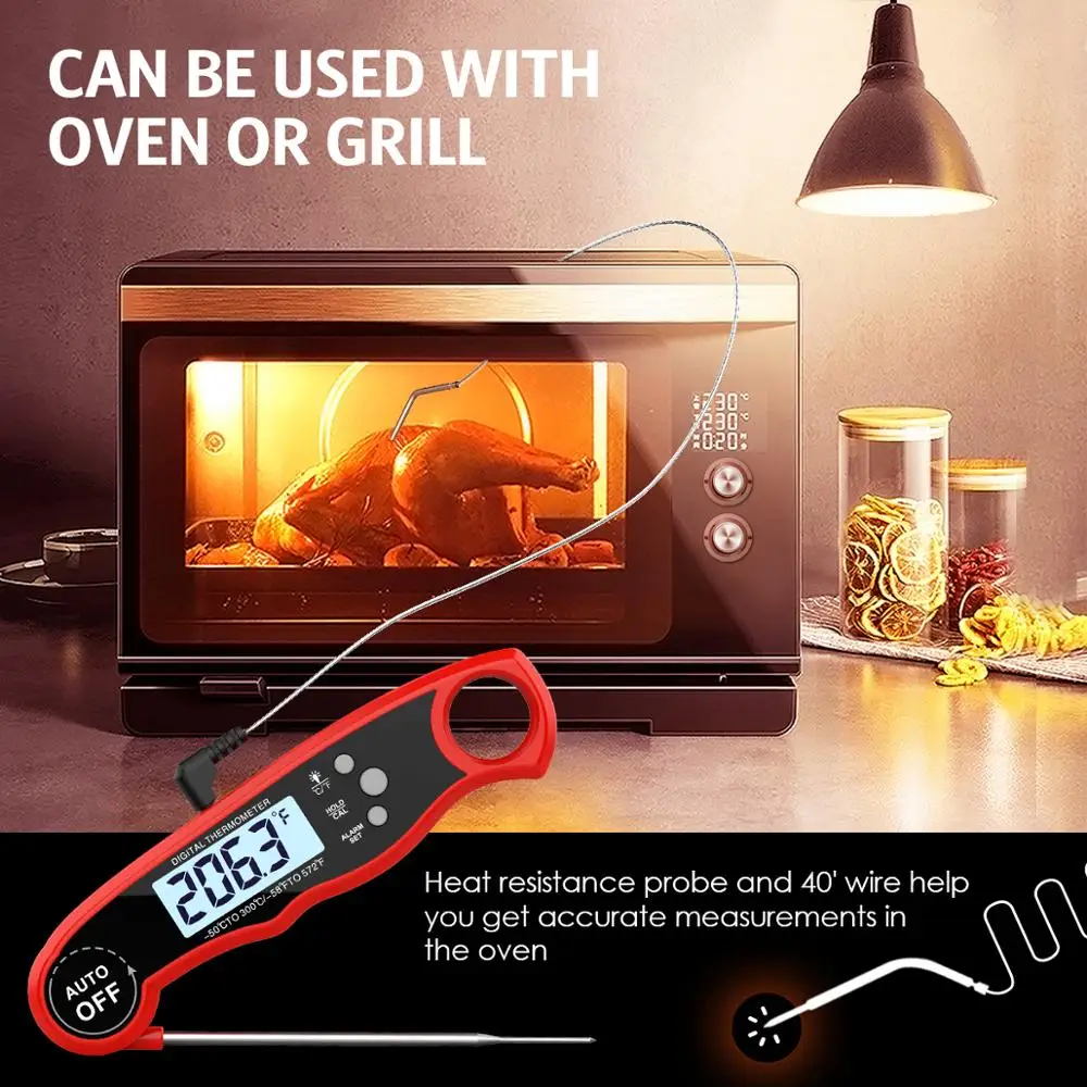 ORIA Food Thermometer Digital Kitchen bbq Thermometer Meat Water Milk Cooking Probe BBQ Electronic Oven Waterproof Kitchen Tools 6
