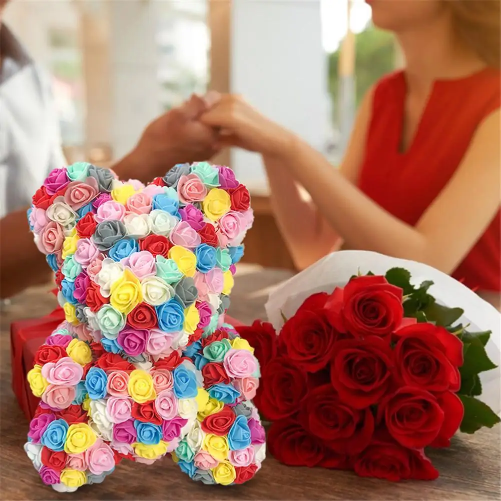 

Party Decoration Cute Artificial Flower Rose Bear Faked Flower for Wedding Birthday Present for Girlfriend Gift