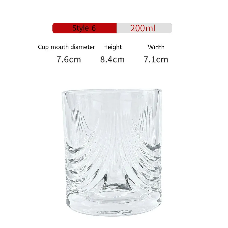 Transparent 6 5 стилей 100-200 мл бессвинцовый стеклянный стакан для виски барная посуда, кружка для пива бытовой стакан для водки es шаблон набор для питья из стекла - Цвет: Transparent 6