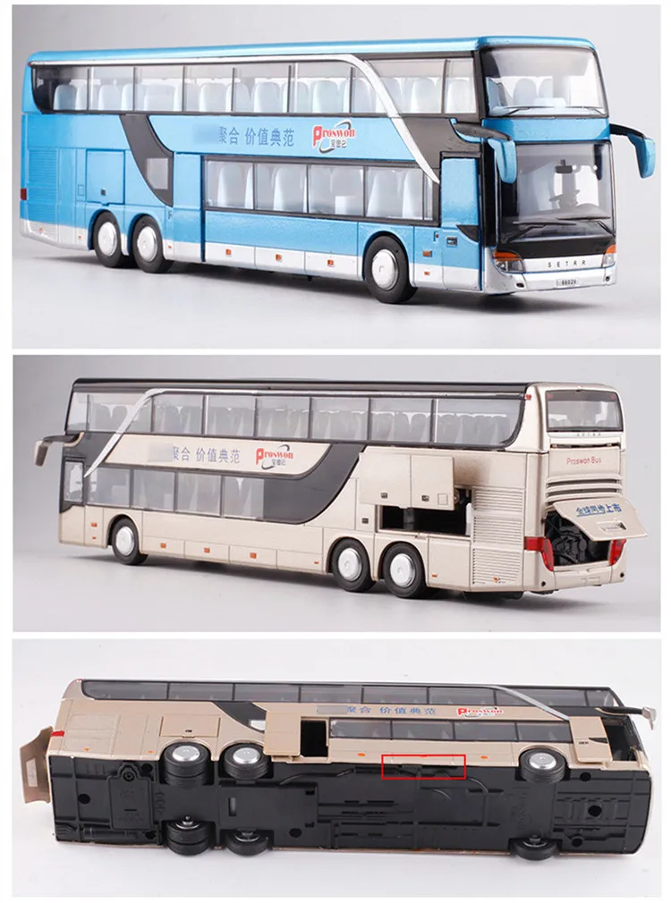 Горячий подарок 1:50 путешествия автобус сплава модель, моделирование двухэтажный автобус модель, детский звук и легкие инерционные игрушки