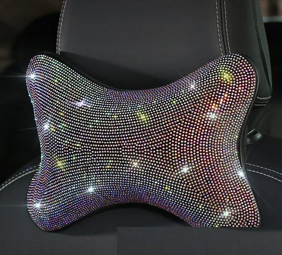 Multicolor Full Diamond Crystal Car Pillow Leather Cover Glitter